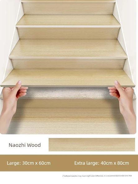 Kendinden Yapışkanlı Kaymaz Merdiven Halısı - Nanzhi Ahşap 10 Adet - Ekstra Büyük (30x60 cm)
