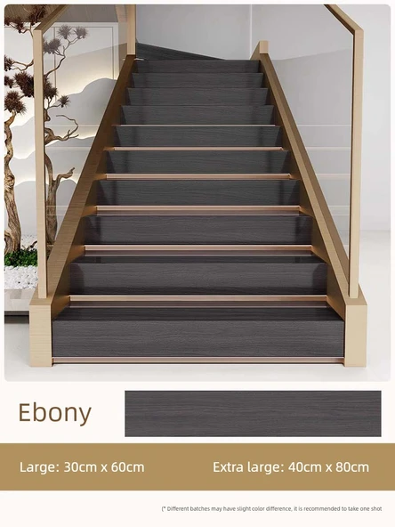 Kendinden Yapışkanlı Kaymaz Merdiven Halısı - Abanoz 5 Adet - Ekstra Büyük (30x60 cm)