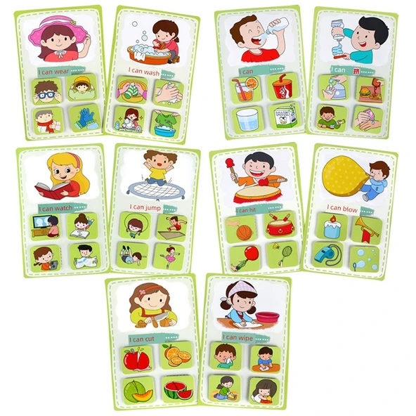 Fiil Eşleştirme Kartları - Montessori Anaokulu Eğitim Seti