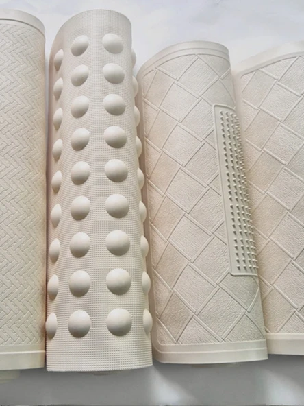 Kaymaz Banyo Paspası - 40*70cm Büyük Ekose Beyaz 765g - 2