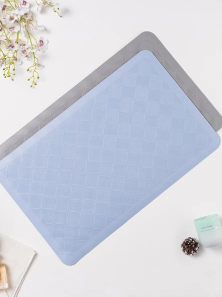 Kaymaz Banyo Paspası - 40*70cm Büyük Ekose Beyaz 765g - 3
