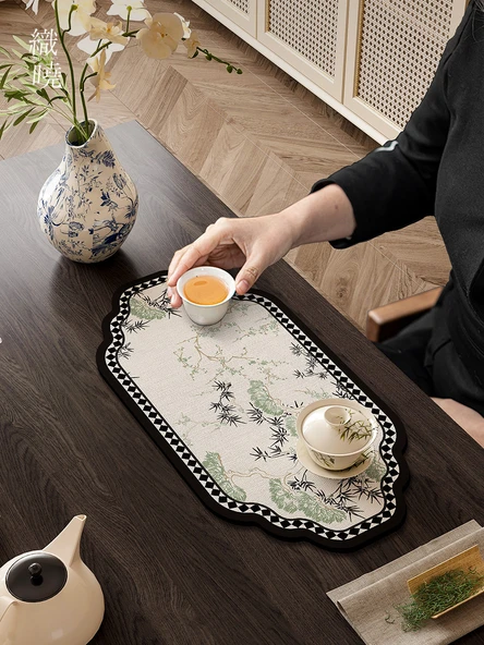 Zen Çin Stili Çay Matı - Matsuchu Ruinian Diatomit Çamur Minder - Alien 40x60cm - 2 Adet - 2