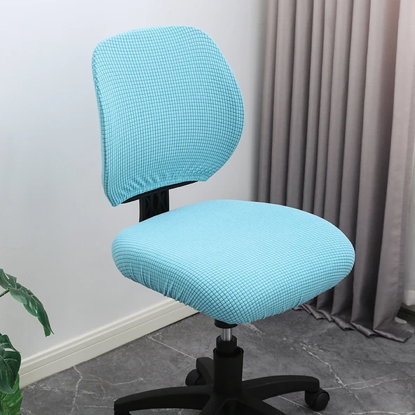 Ofis Koltuğu Kılıfı - Batı Gölü Mavisi Peluş - Tek Set