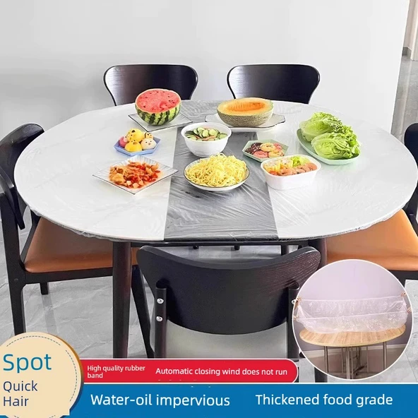 Kalın Şeffaf Tek Kullanımlık Masa Örtüsü - 50 Adet - Yuvarlak 80cm/Kare ≤ 100cm