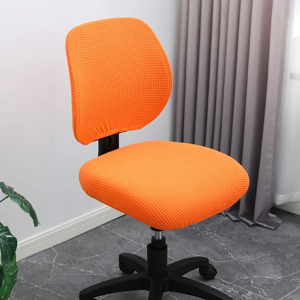 Ofis Koltuğu Kılıfı - Turuncu Peluş - Tek Set