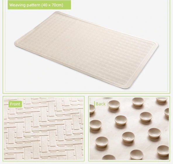 Kaymaz Banyo Paspası - 40*70cm Büyük Ekose Beyaz 765g - 9