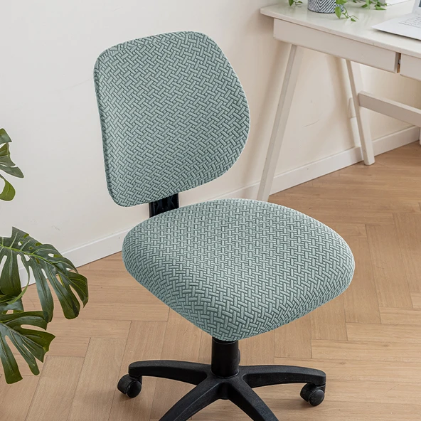 Ofis Koltuğu Kılıfı - Çam Yeşili Yıldız Zinciri - Tek Set
