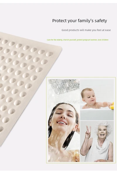 Kaymaz Banyo Paspası - 40*70cm Büyük Ekose Beyaz 765g - 6