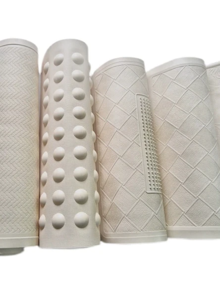 Kaymaz Banyo Paspası - 40*70cm Büyük Ekose Beyaz 765g - 4