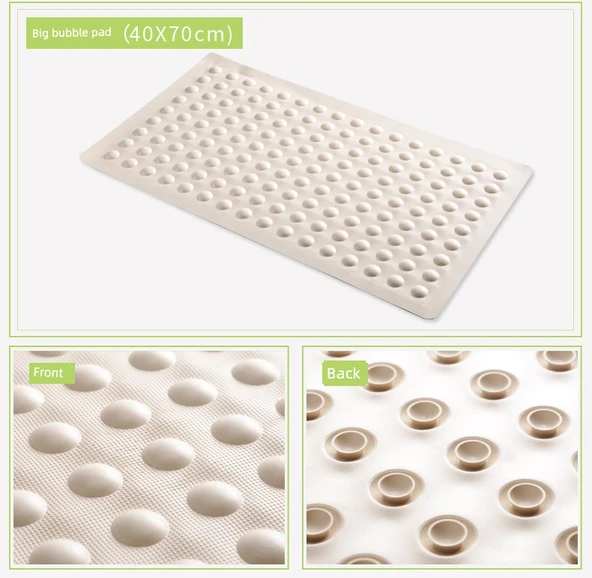 Kaymaz Banyo Paspası - 40*70cm Büyük Ekose Beyaz 765g - 10