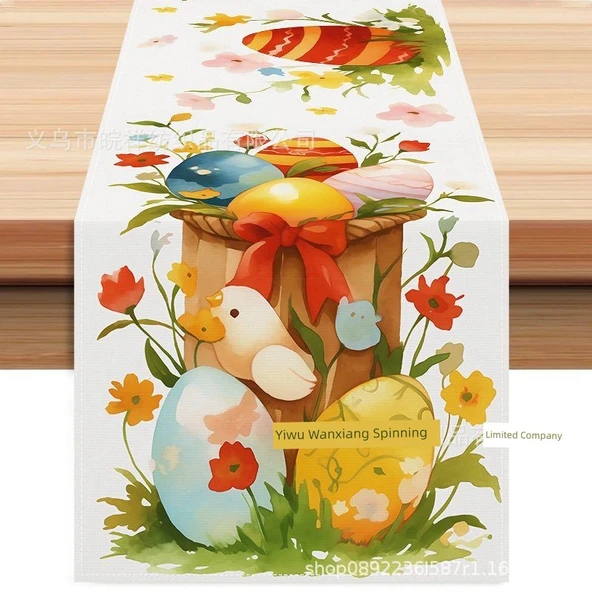 Paskalya Tavşan Desenli Masa Örtüsü - ZQ-350 - 33x183cm