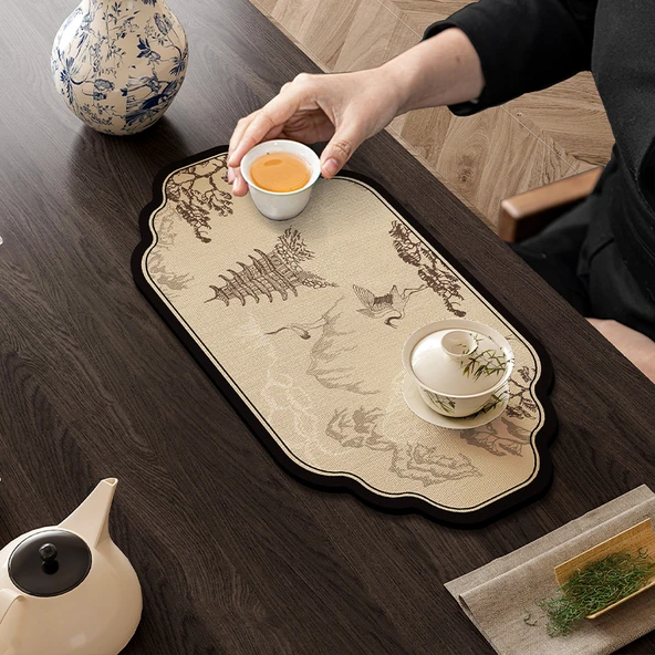 Zen Çin Stili Çay Matı - Gao Songjun Bai Diatomit Çamur Minder - Alien 50x60cm