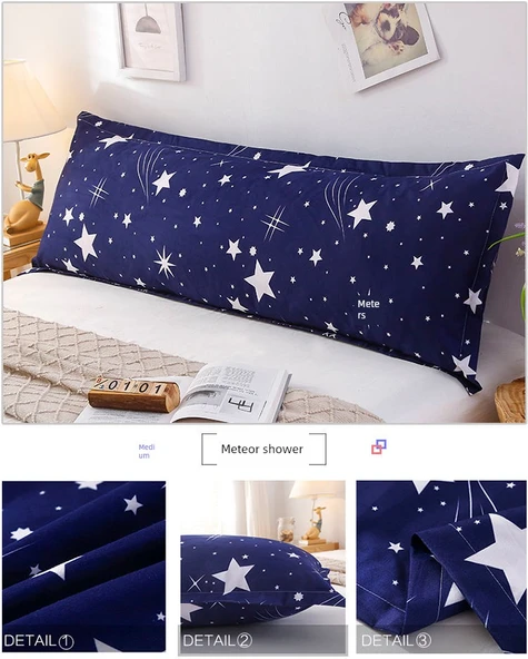 Çift Kişilik Uzun Yastık Kılıfı - Çiçek Şarkıları Desenli - 1.5 Metre - 10