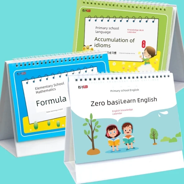 İlkokul Matematik İngilizce Formül Masa Takvimi - Matematik + Çince + İngilizce (3 Kitap)