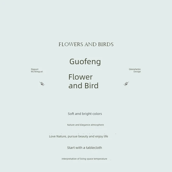 Çin Tarzı Çiçek ve Kuş Desenli Masa Örtüsü - 33x220cm - Resim 9