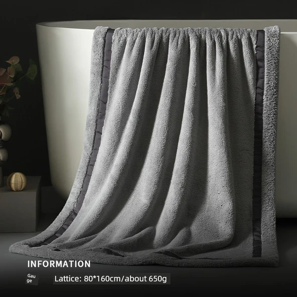 Antibakteriyel Banyo Havlusu - Ay Gölgesi Gri (650g) - 80x160cm