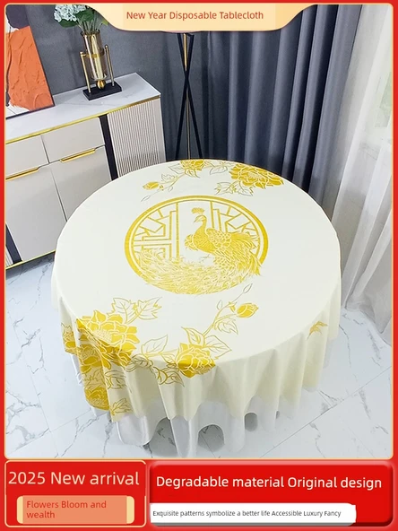 Taş Bez Tek Kullanımlık Masa Örtüsü 1.8x1.8m Çiçek Açımı ve Bereket - 2