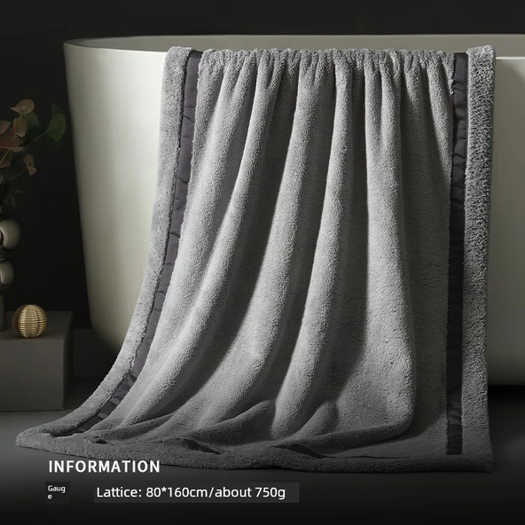 Antibakteriyel Banyo Havlusu - Ay Gölgesi Gri (750g) - 80x160cm
