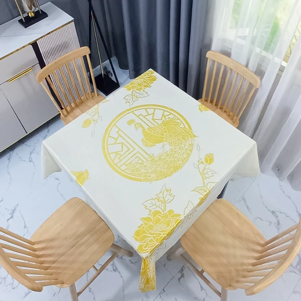Taş Bez Tek Kullanımlık Masa Örtüsü 1.8x1.8m Çiçek Açımı ve Bereket