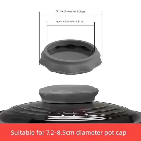 Silikon Tencere Kapağı - Güveç Tipi Gri (7.2-8.5cm)