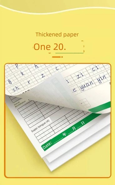 Pinyin Temel Yazma Kağıdı - 2 Paket (40 Yaprak, Ünlü Harf Eğitimi) - 10