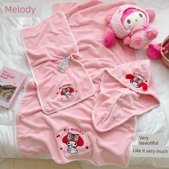 Pembe Melody Havlu + Banyo Havlusu Seti