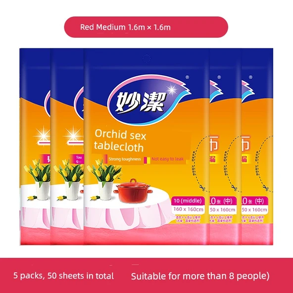 Kırmızı Orta Boy Tek Kullanımlık Masa Örtüsü - 50 Adet (1.6x1.6 metre, 8 Kişilik)