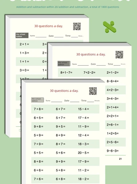 Günlük Aritmetik Alıştırma Kitabı - Okul Öncesi - 30 Soru [3 Versiyon] + On Yöntem + Çocuklar - Resim 8