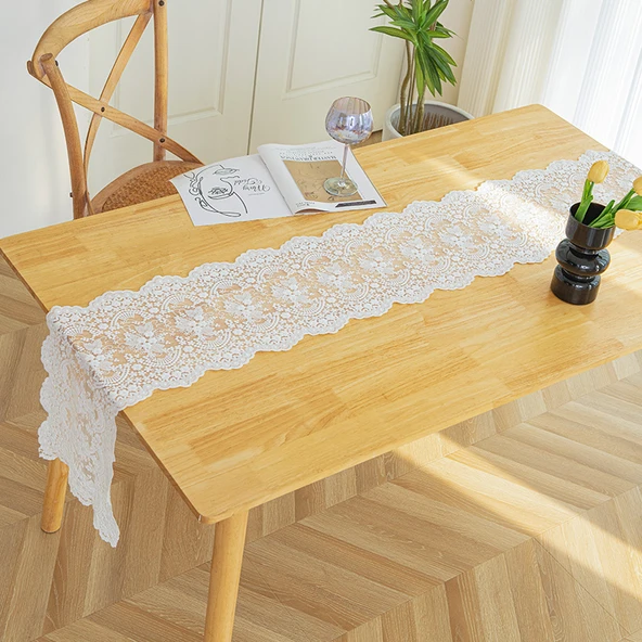 Angelica Dahurica Dantel İşlemeli Masa Örtüsü - 40cm En - 100cm