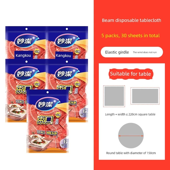 Kırmızı Büzgülü Tek Kullanımlık Masa Örtüsü - 30 Adet