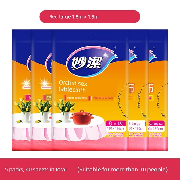 Kırmızı Büyük Tek Kullanımlık Masa Örtüsü - 40 Adet (1.8x1.8 metre, 10 Kişilik)