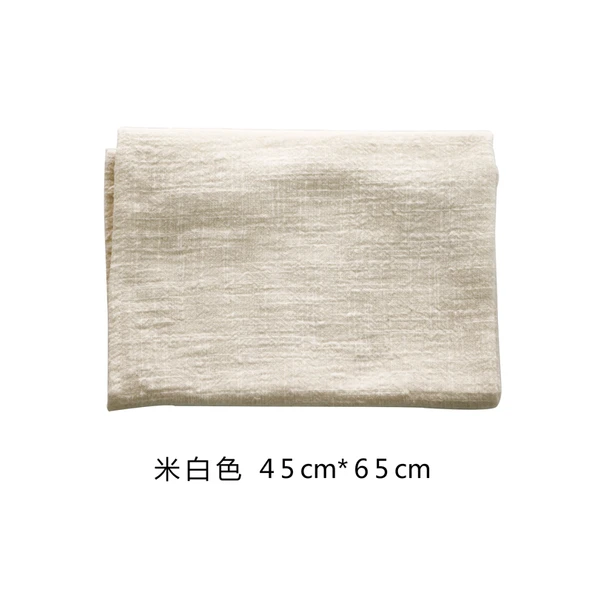 Japon Minimalist Pamuklu Keten Peçete - Bej Beyaz - 45x65 cm