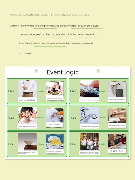 Çocuklar için Neden Sonuç İlişkisi Kart Oyunu - 4 Soru + 24 Cevap Kartı + Fermuarlı Çanta + Cırt Cırt + Bağlama Halkası - Resim 5