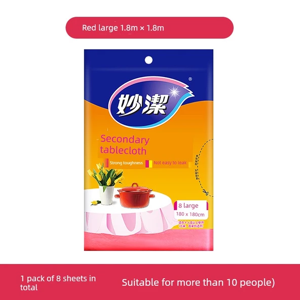 Kırmızı Büyük Tek Kullanımlık Masa Örtüsü - 8 Adet (1.8x1.8 metre, 10 Kişilik)