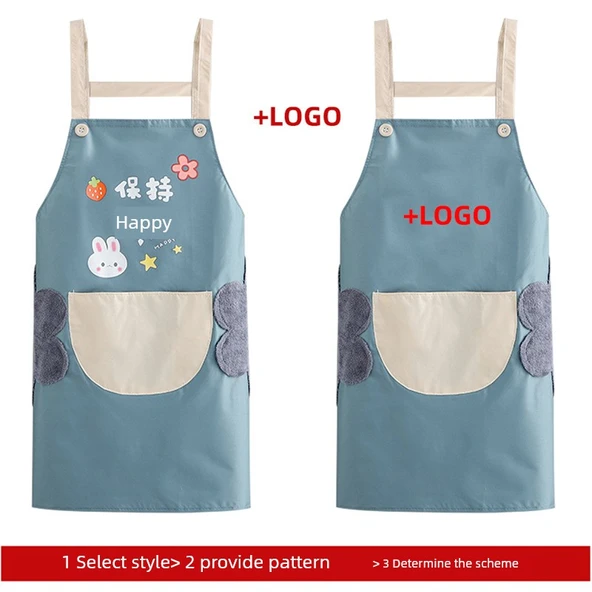 Su Geçirmez Ayarlanabilir Boyundan Askılı Önlük - Mavi Geyik - Resim 4