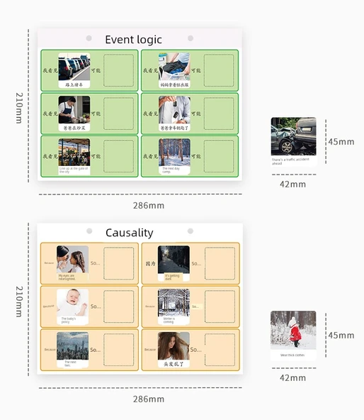 Çocuklar için Neden Sonuç İlişkisi Kart Oyunu - 4 Soru + 24 Cevap Kartı + Fermuarlı Çanta + Cırt Cırt + Bağlama Halkası - Resim 11