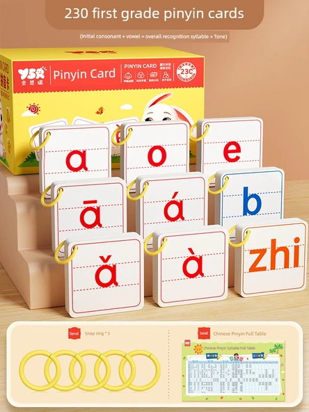 Çince Pinyin Öğrenme Kartları - Ders Kitabı Senkronize [230 Başlangıç, Bitiş, Heceler]