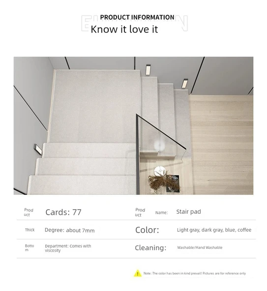 Kendinden Yapışkanlı Kaymaz Merdiven Halısı - Mavi 30x85cm Kenarlı - Resim 10