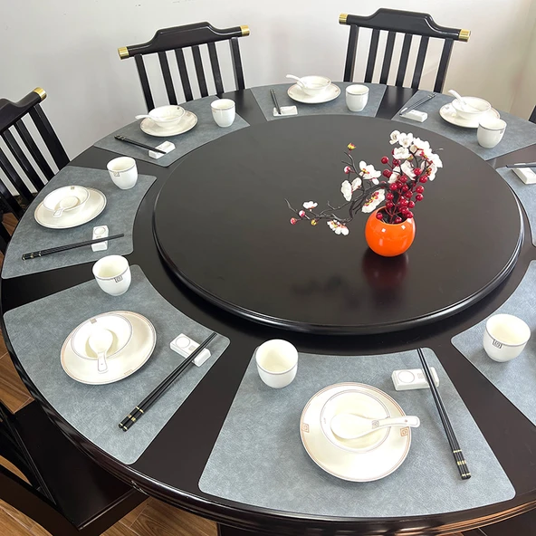 Fan Şeklinde Otel Restoran Yağa Dayanıklı Deri Bardak Altlığı - Küçük Boyut-Koyu Köri - 6