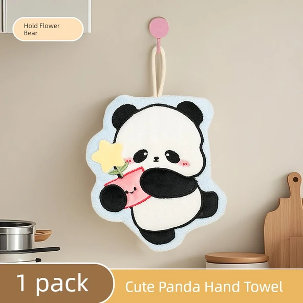 Sevimli Panda El Havlusu - Çiçek Ayı Model 1 - 220x30x190mm