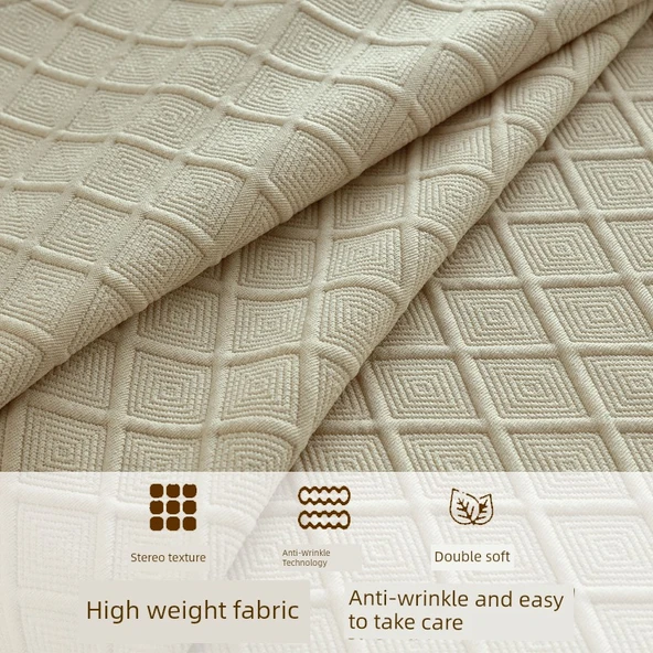 Güzellik Salonu Kırışıklık Karşıtı Yatak Örtüsü - Waffle Açık Pudra, Açılımlı 210x120 cm - Resim 2