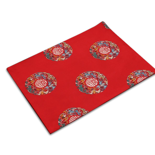 Çift Katmanlı Çin Tarzı Brokar Amerikan Servisi - Açık Sarı Erik Çiçeği - 40x30cm - 6