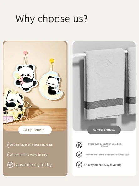 Sevimli Panda El Havlusu - Gezegen Ayı Model 2 - 220x30x190mm - 5