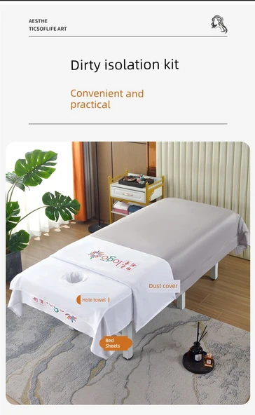 Medikal Masaj Yatak Örtüsü Seti - Beyaz 80*200cm Delikli - Resim 11