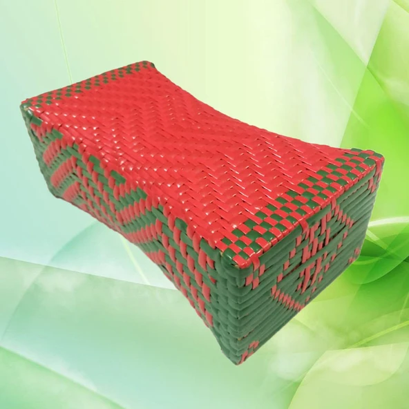 El Dokuması Plastik Hasır Yastık - Model 1 - 26x14x10cm