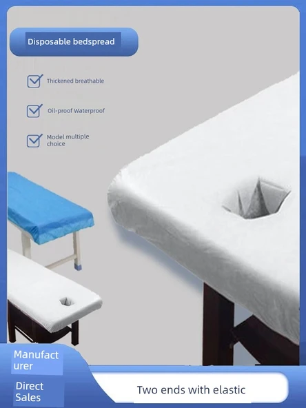 Mavi Su Geçirmez Tek Kullanımlık Yatak Örtüsü - 10 Adet, 90x190 cm, Delikli - 3