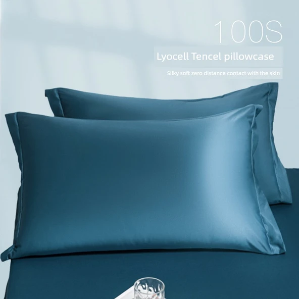 Tencel İpek Yastık Kılıfı 48x74 cm - Ay Işığı Mavi (Tekli)