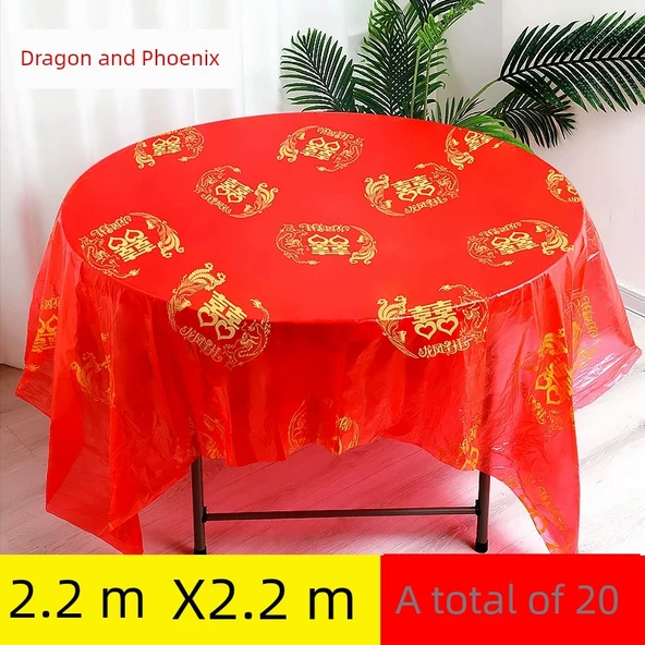 Tek Kullanımlık Düğün Masa Örtüsü - Longfeng Shuangxi 2.2 m