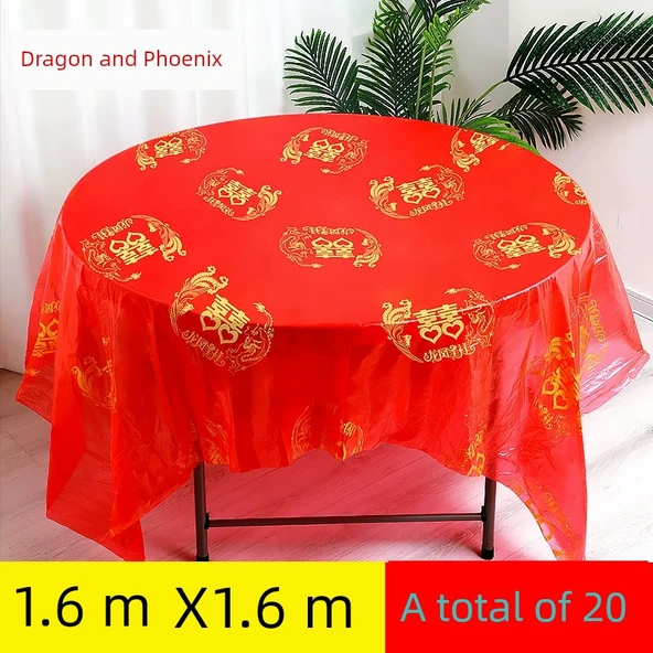 Tek Kullanımlık Düğün Masa Örtüsü - Longfeng Shuangxi 1.6 m