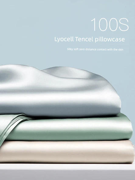 Tencel İpek Yastık Kılıfı 48x74 cm - Ay Işığı Mavi (Tekli) - 2
